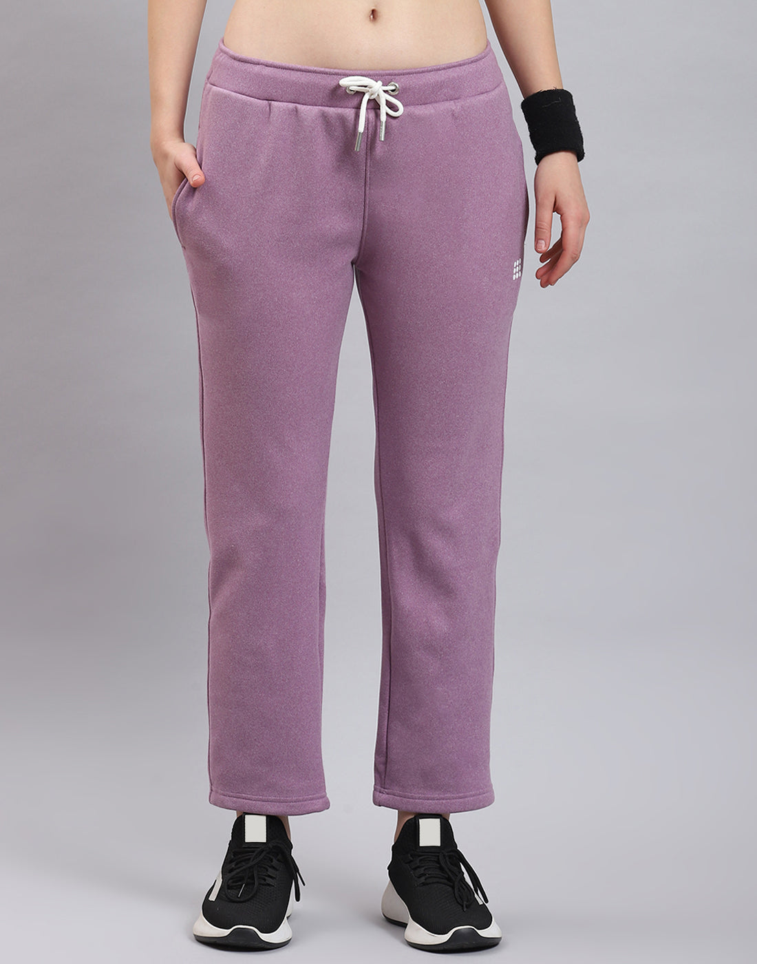 Women Purple Solid Regular Fit Winter Lower