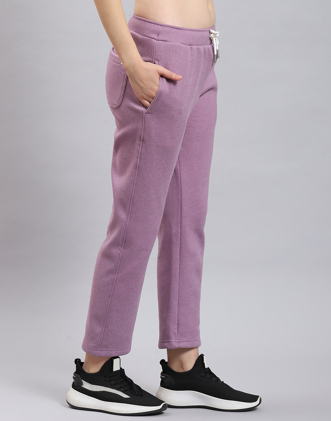 Women Purple Solid Regular Fit Winter Lower