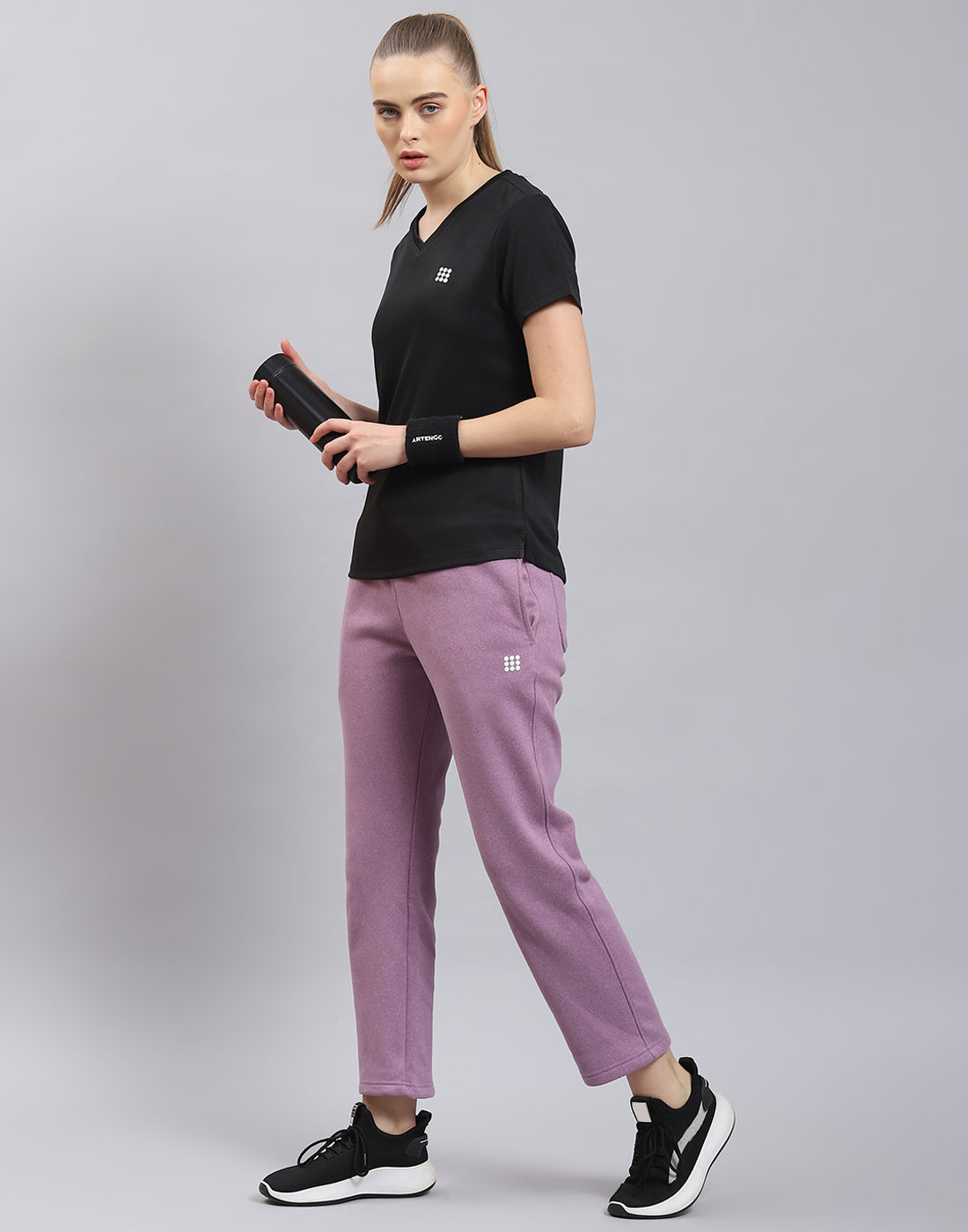 Women Purple Solid Regular Fit Winter Lower