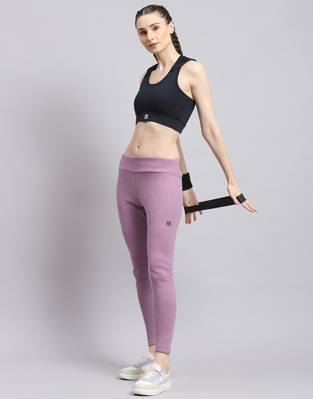 Women Purple Solid Regular Fit Legging