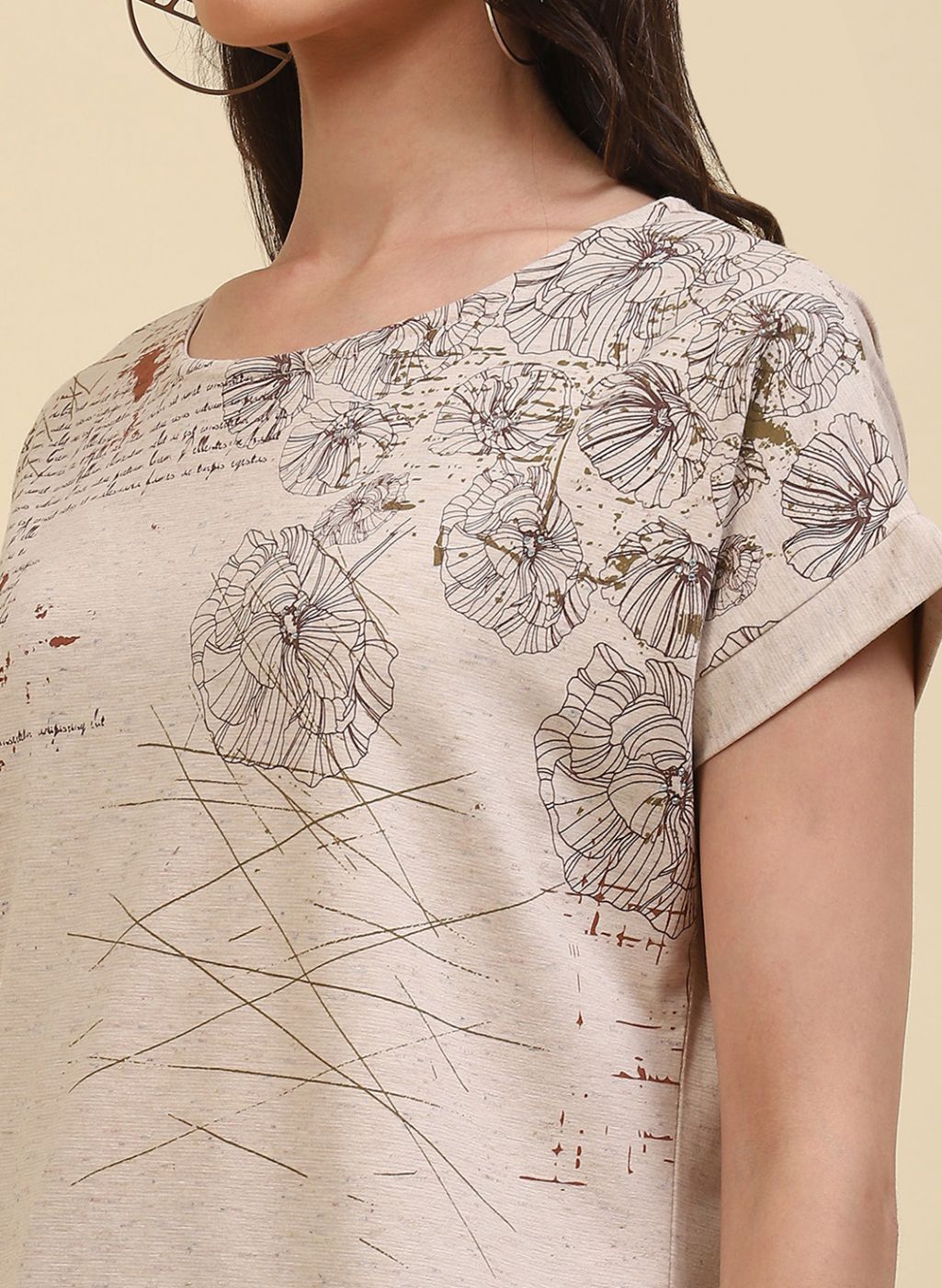 Women Cream Printed Top