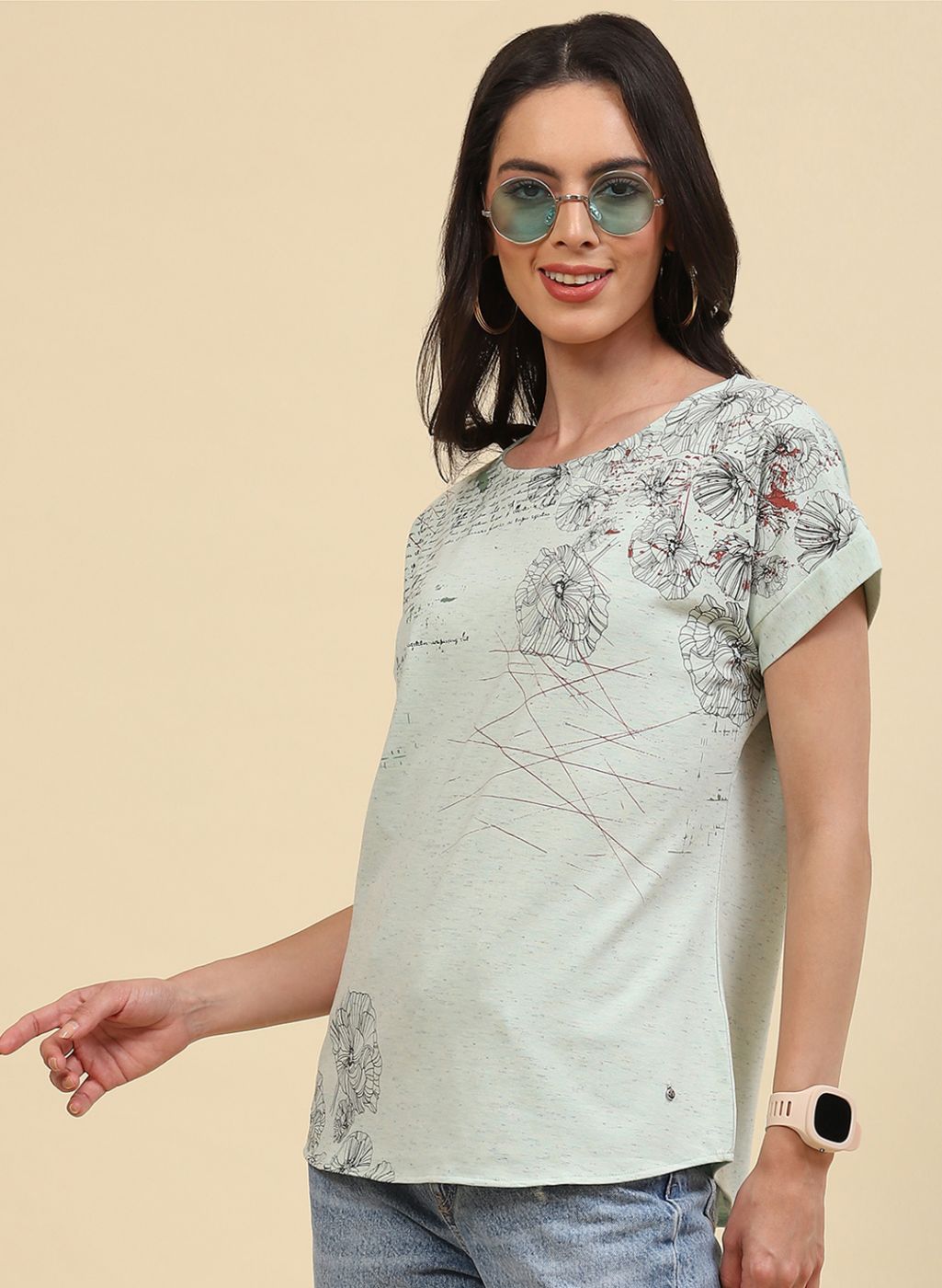 Women Green Printed Top