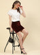 Women White Solid Top