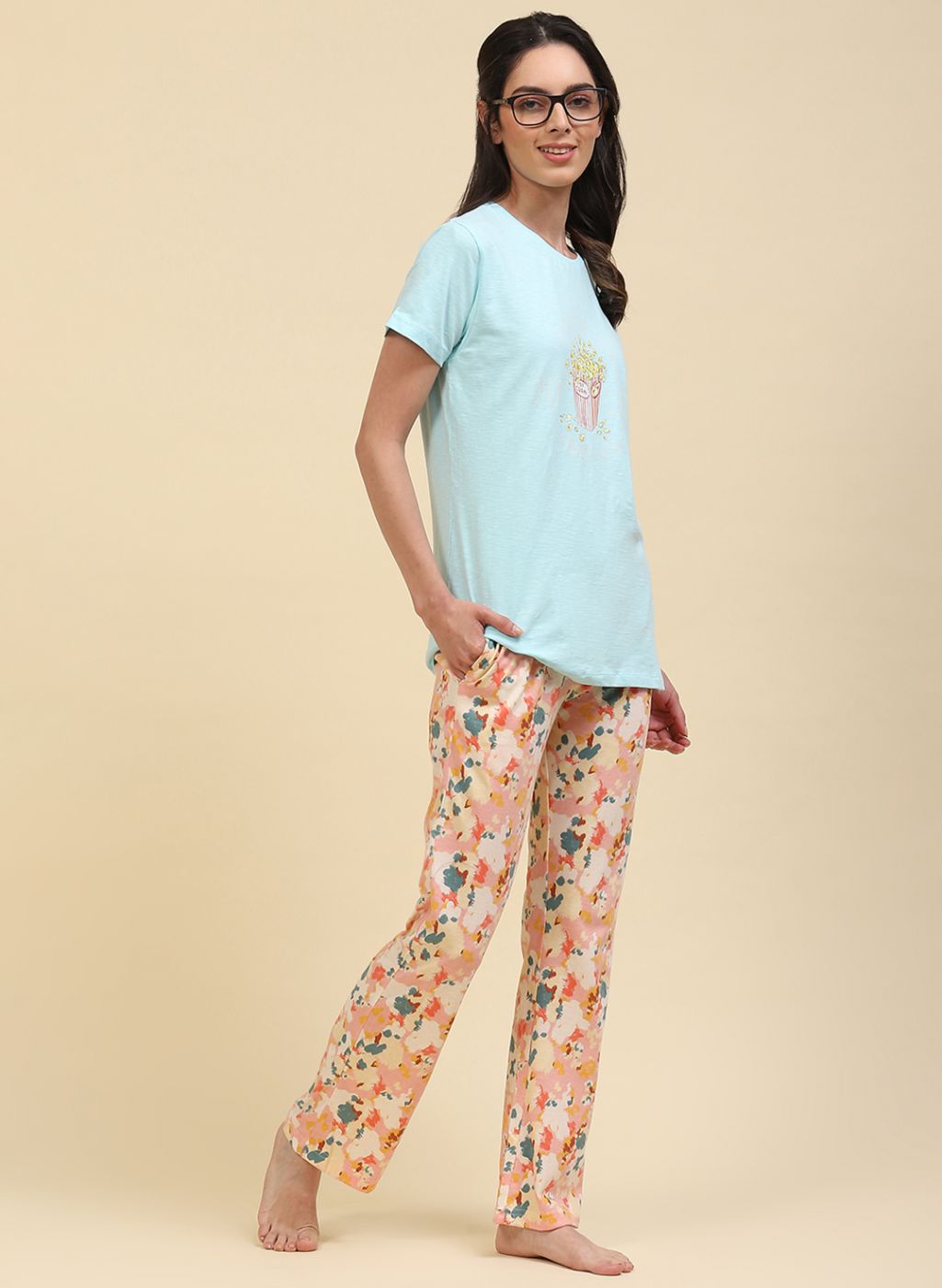 Women Blue Printed Lower Set