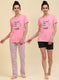 Women Pink & Blue Printed Combo Set