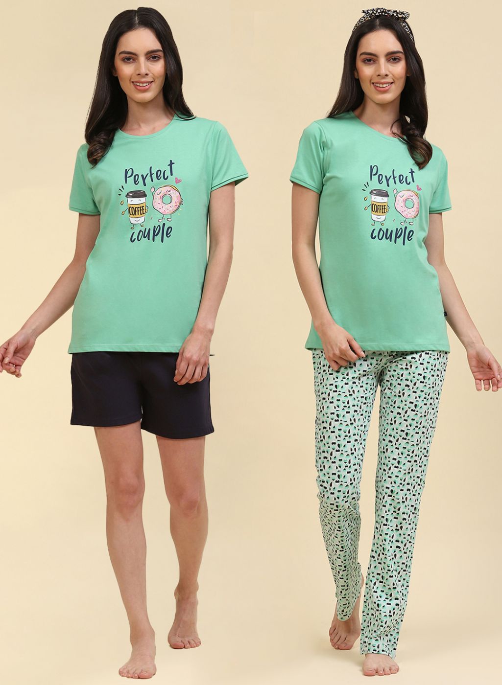 Women Green & Blue Printed Combo Set