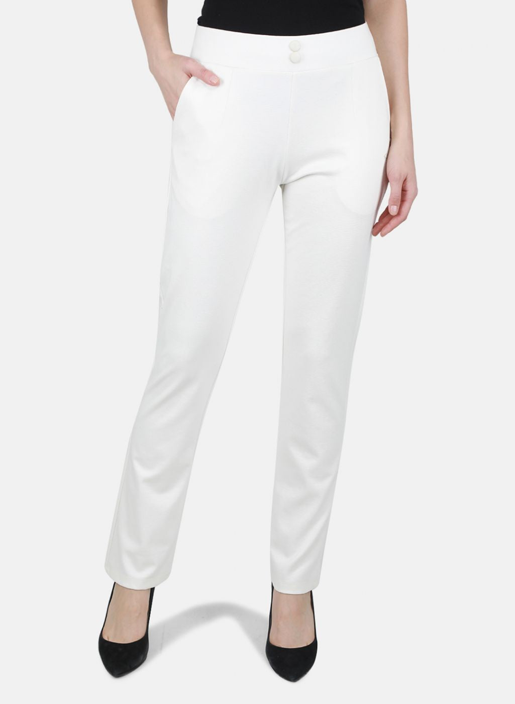 Women Cream Regular Fit Lower