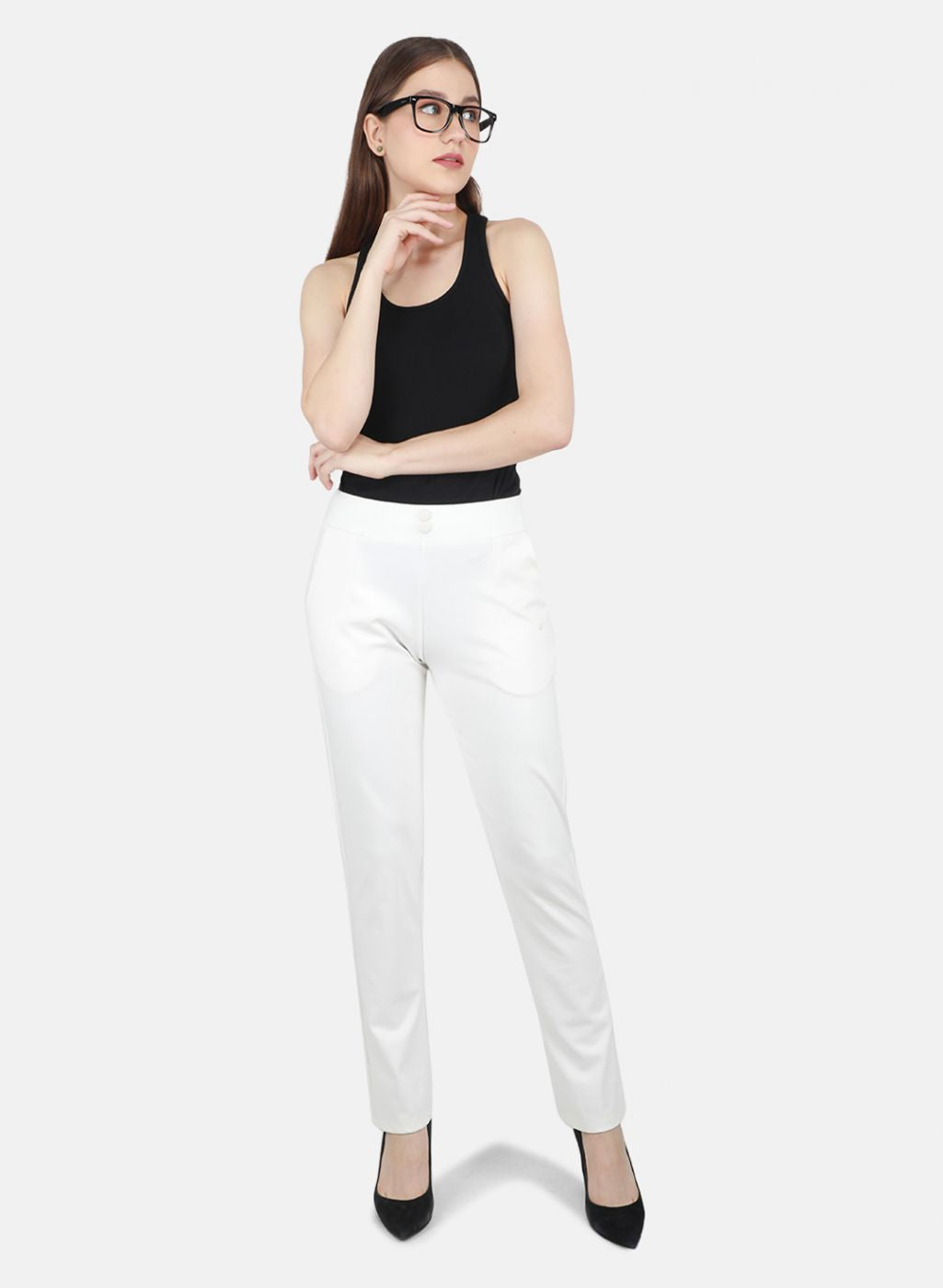 Women Cream Regular Fit Lower