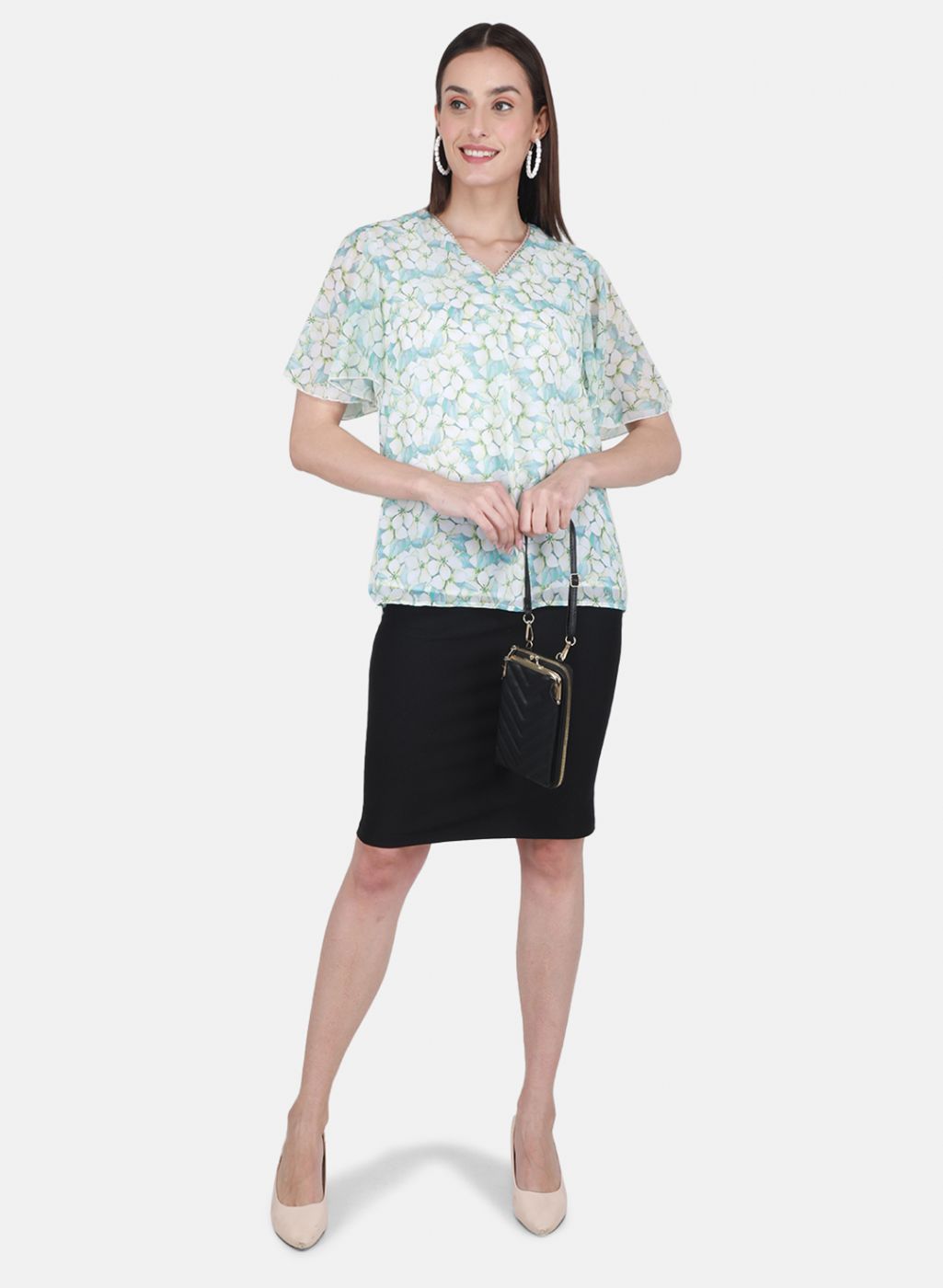 Women Green Printed Top