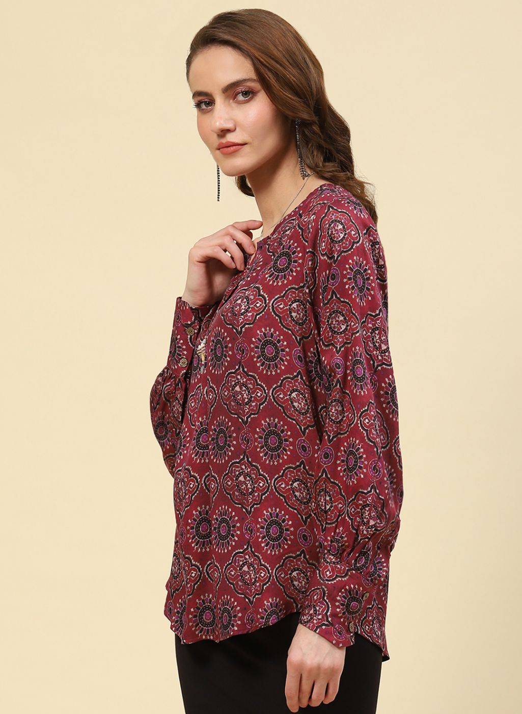 Women Maroon Printed Top