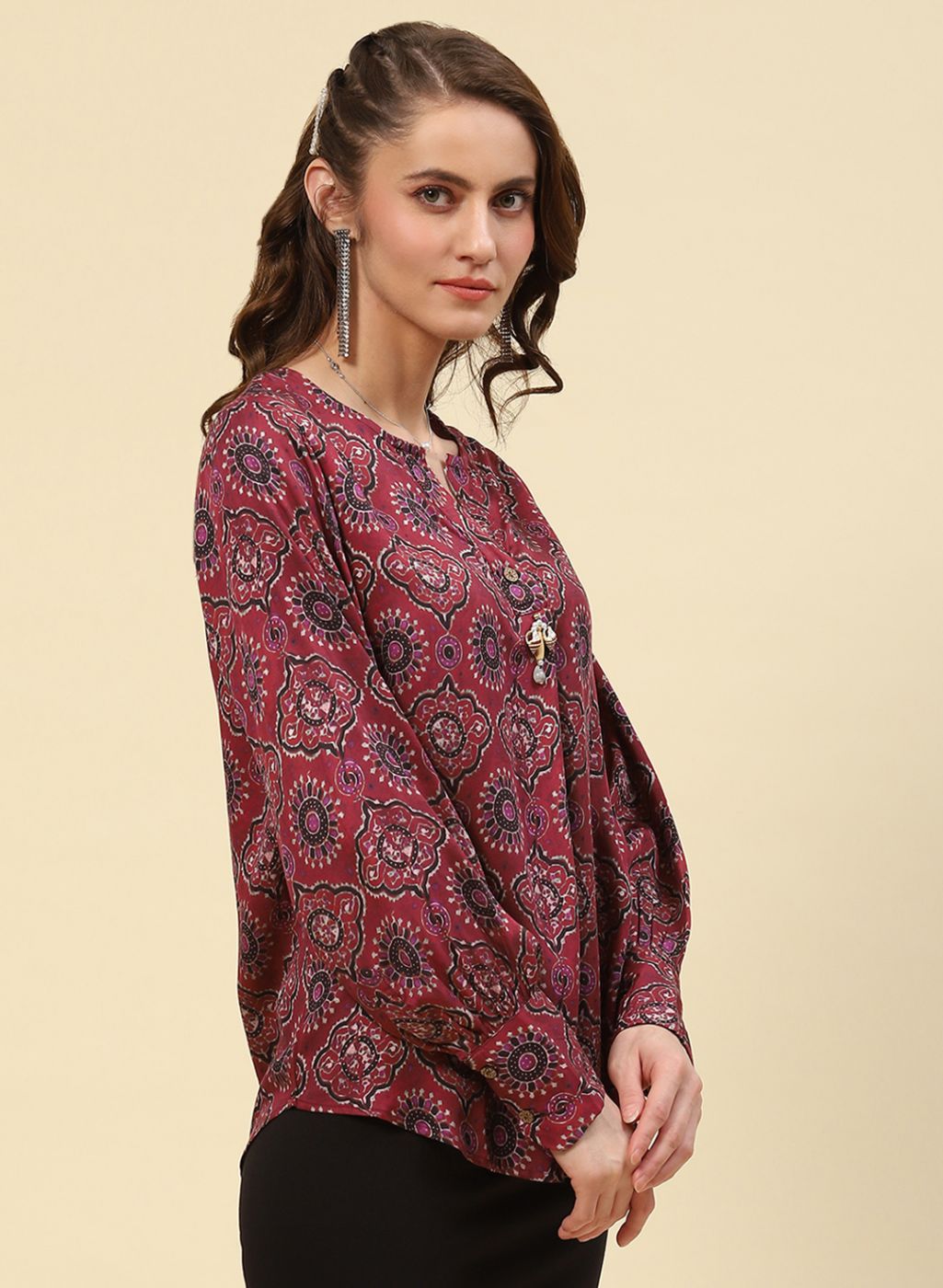 Women Maroon Printed Top