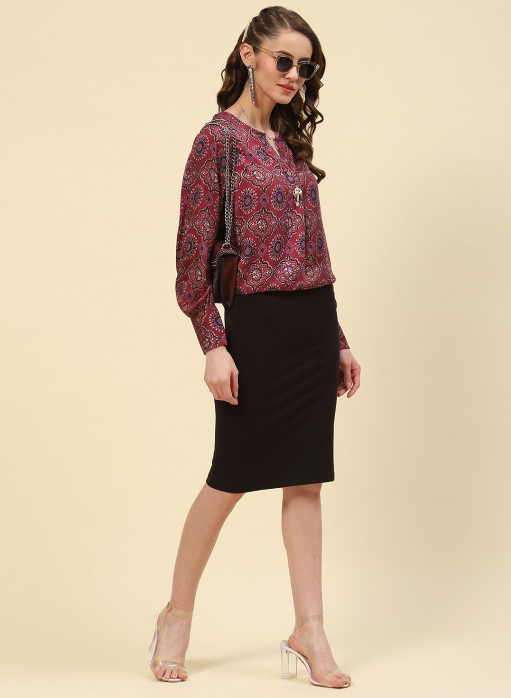 Women Maroon Printed Top