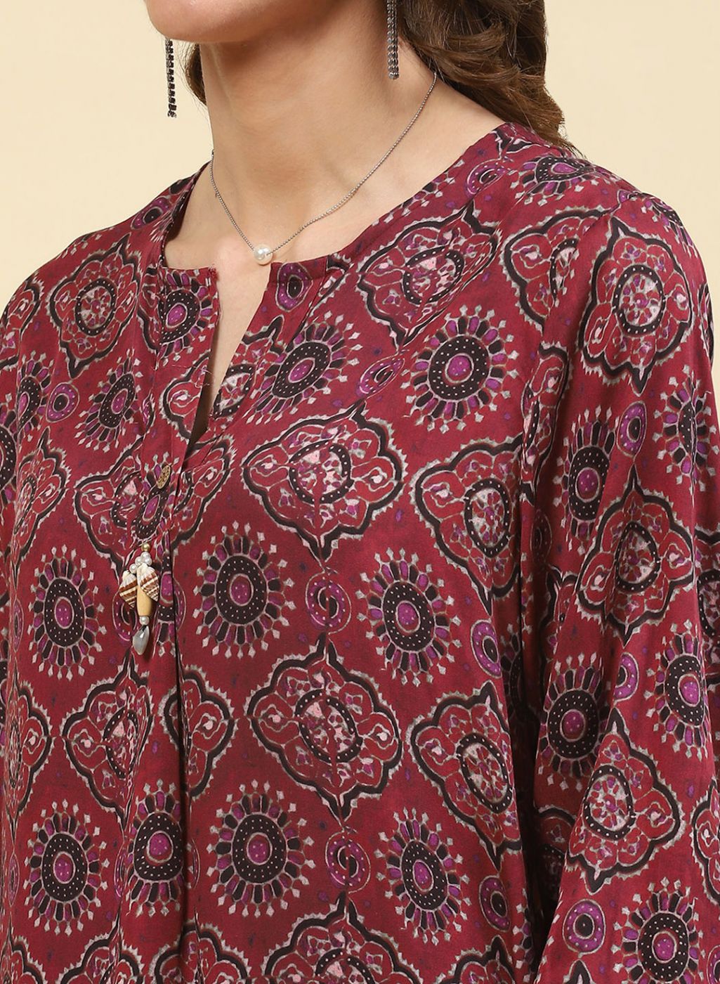 Women Maroon Printed Top