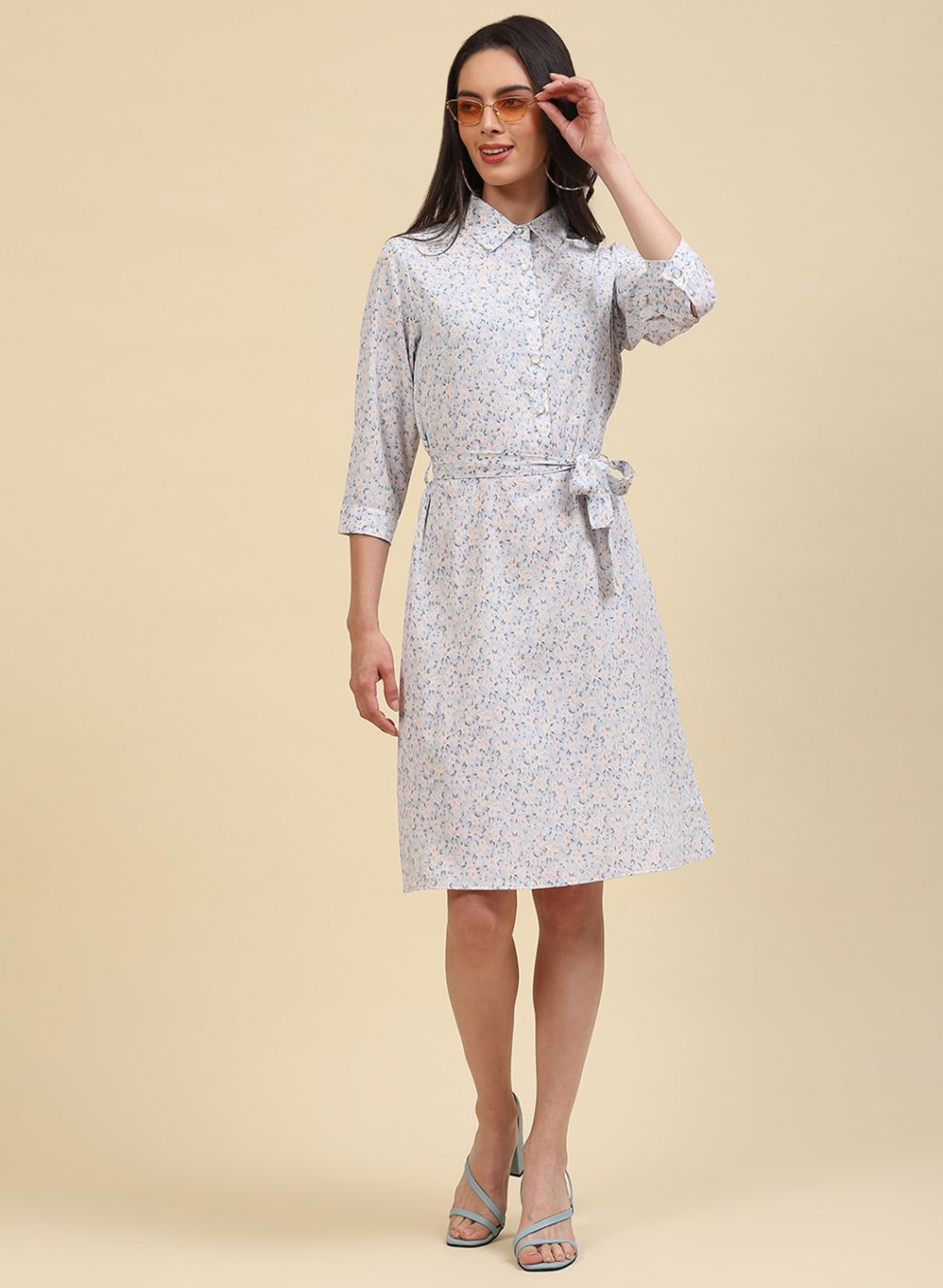 Women Blue Printed Tunic