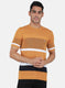Men Mustard Self Design T-Shirt
