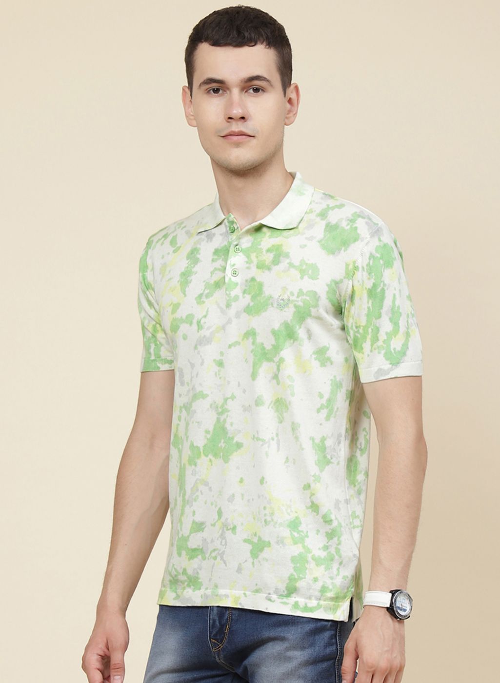 Men Off White Self Design T-Shirt