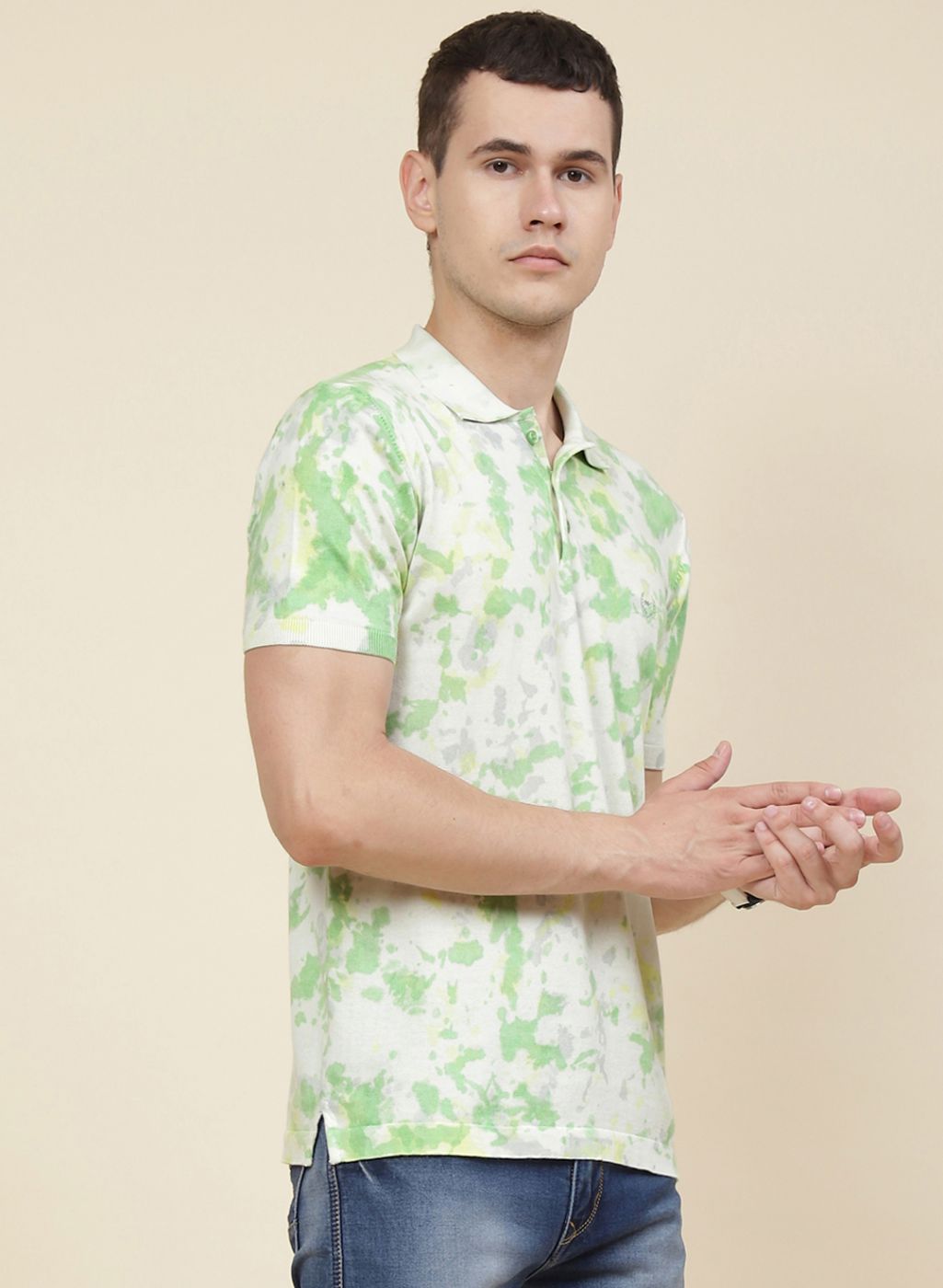 Men Off White Self Design T-Shirt