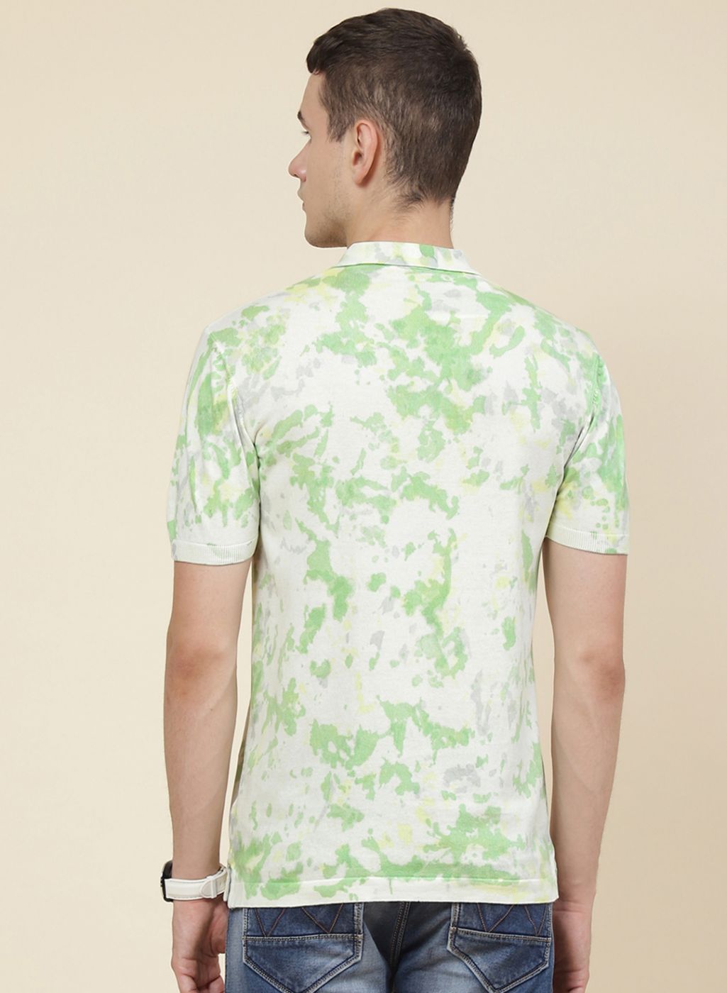 Men Off White Self Design T-Shirt