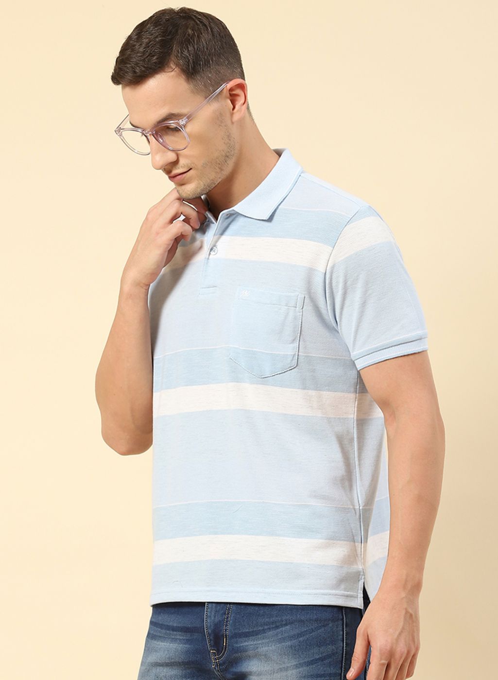 Men Blue Stripe T-Shirt