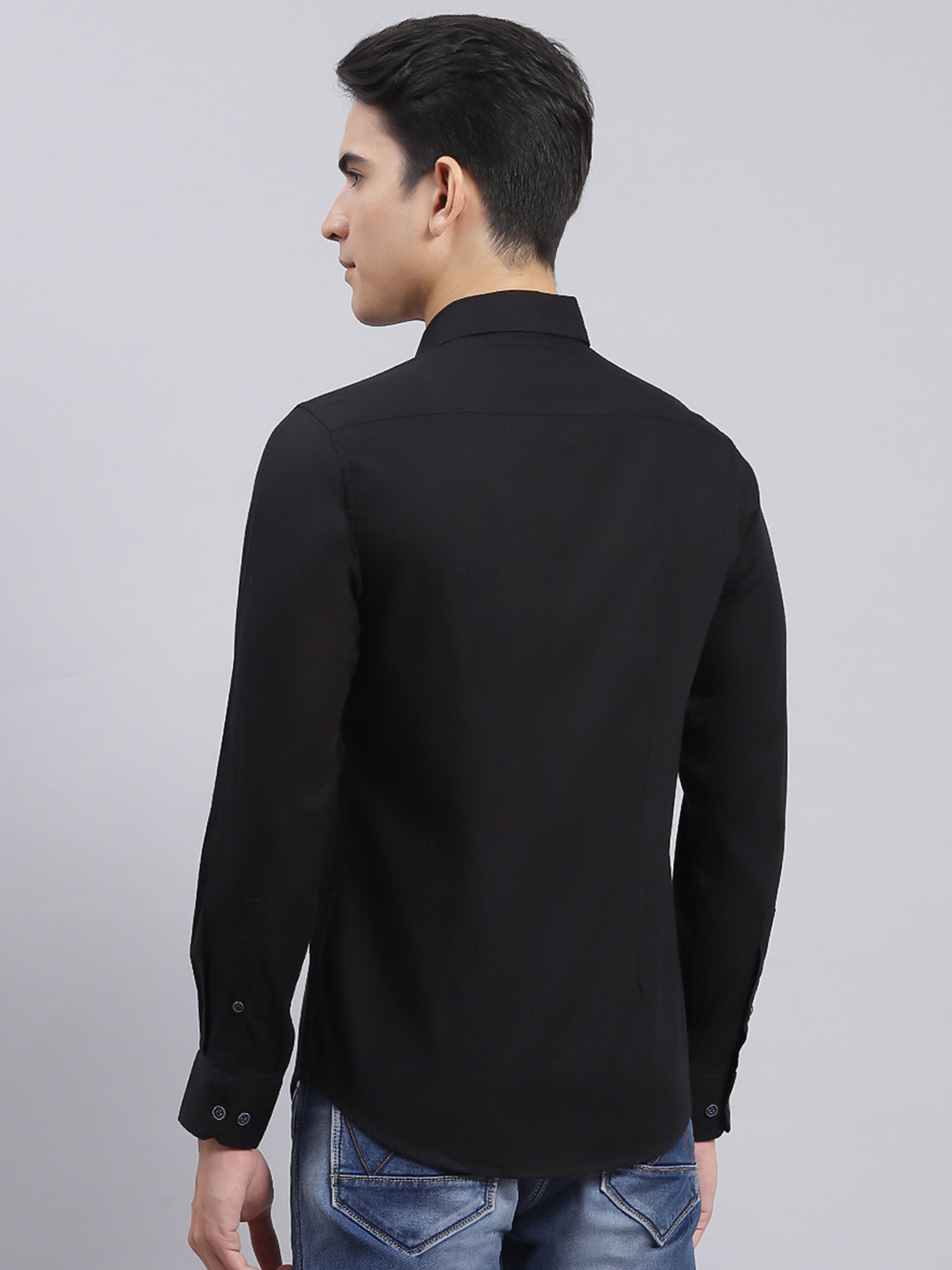 Men Black Solid Pure Cotton Shirt