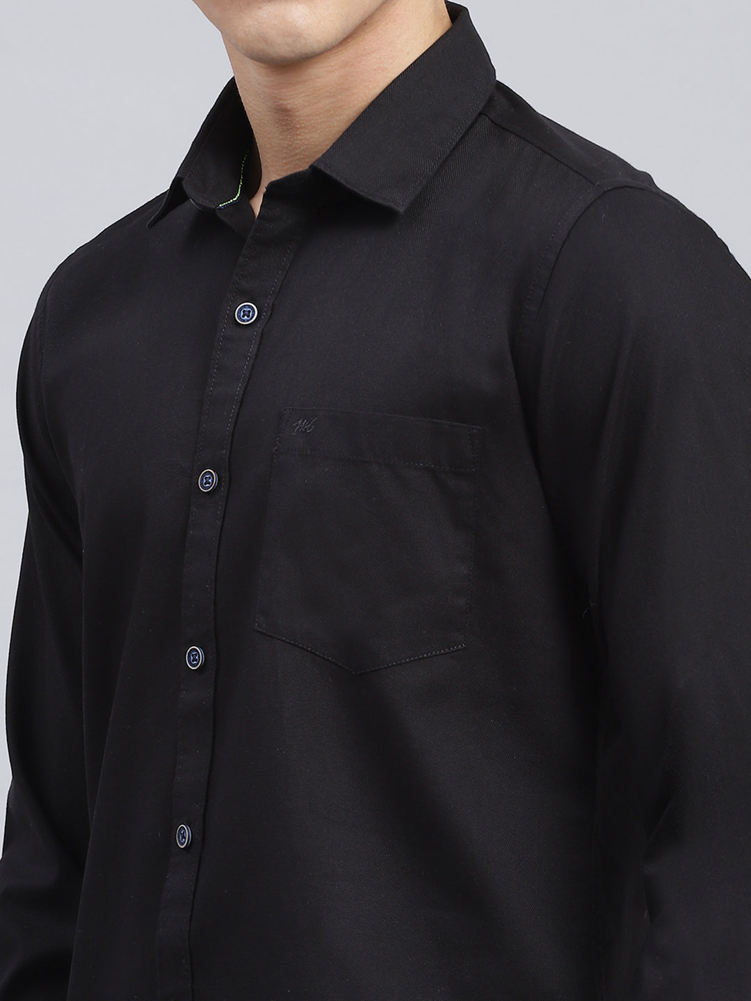 Men Black Solid Pure Cotton Shirt