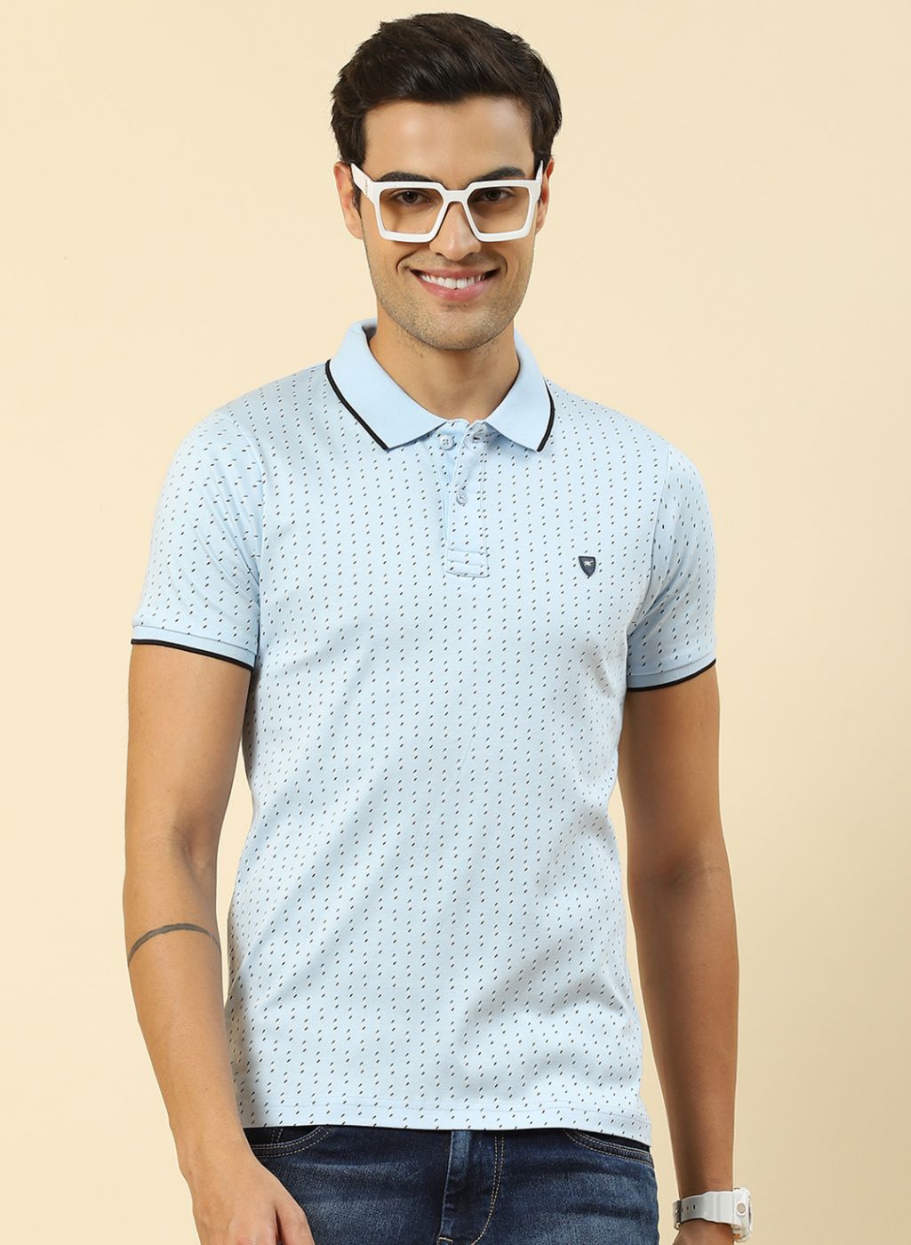 Men Blue Printed T-Shirt