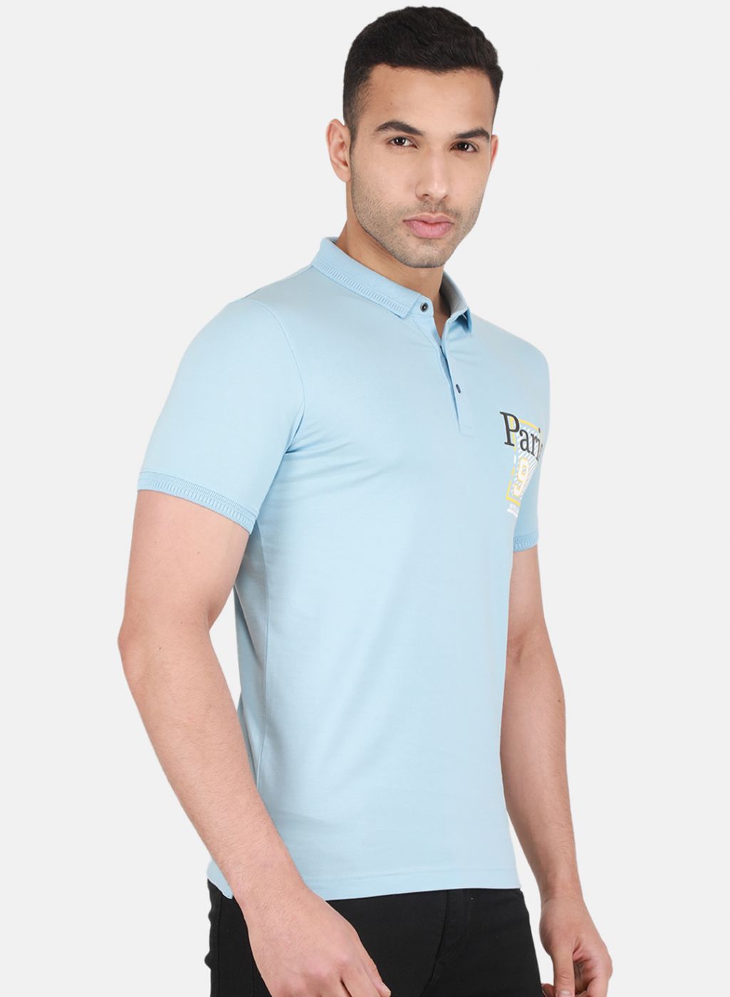 Men Sky Blue Printed T-Shirt