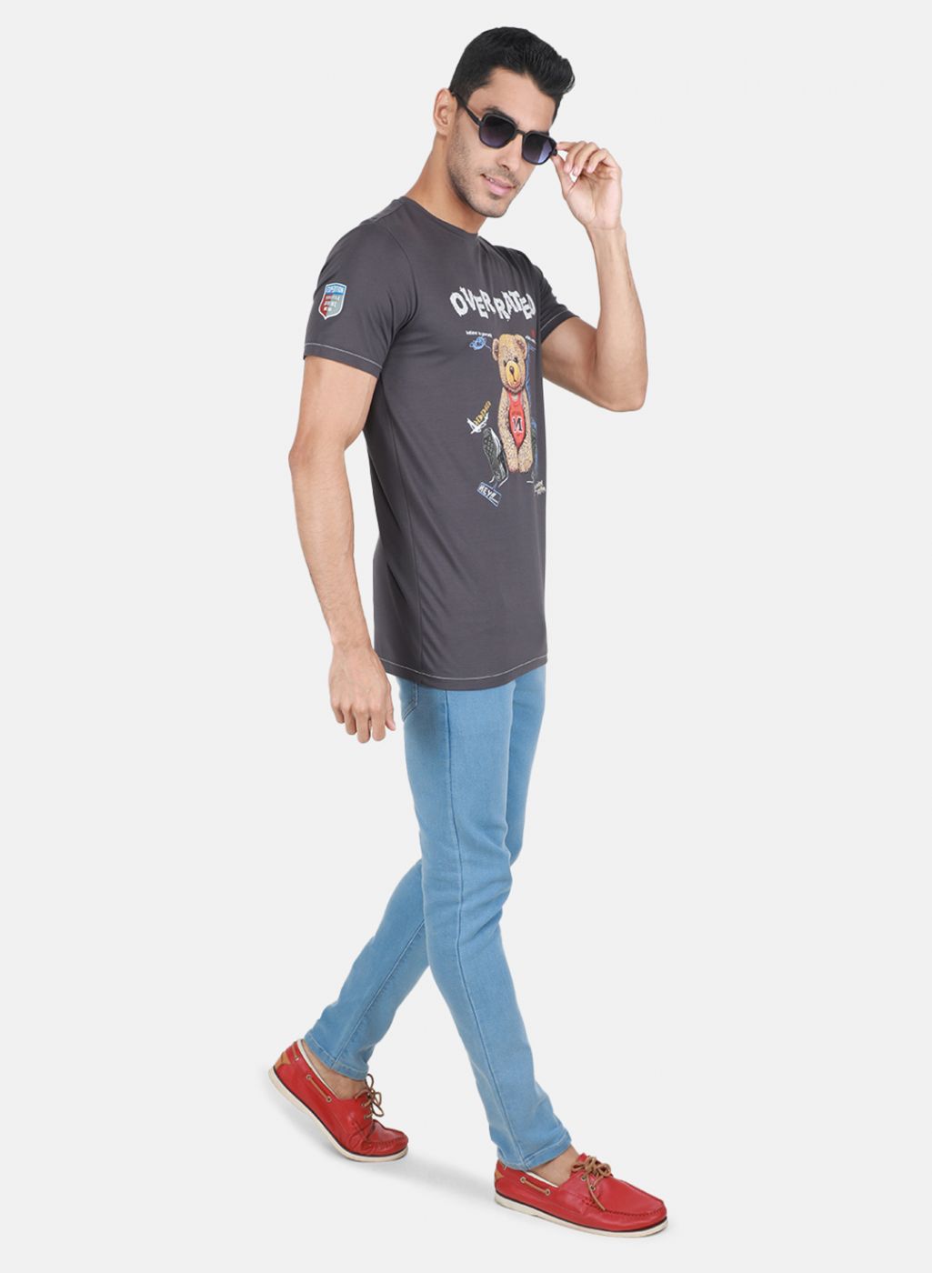 Men Grey Printed T-Shirt