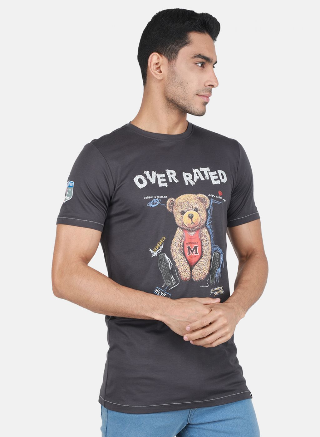 Men Grey Printed T-Shirt