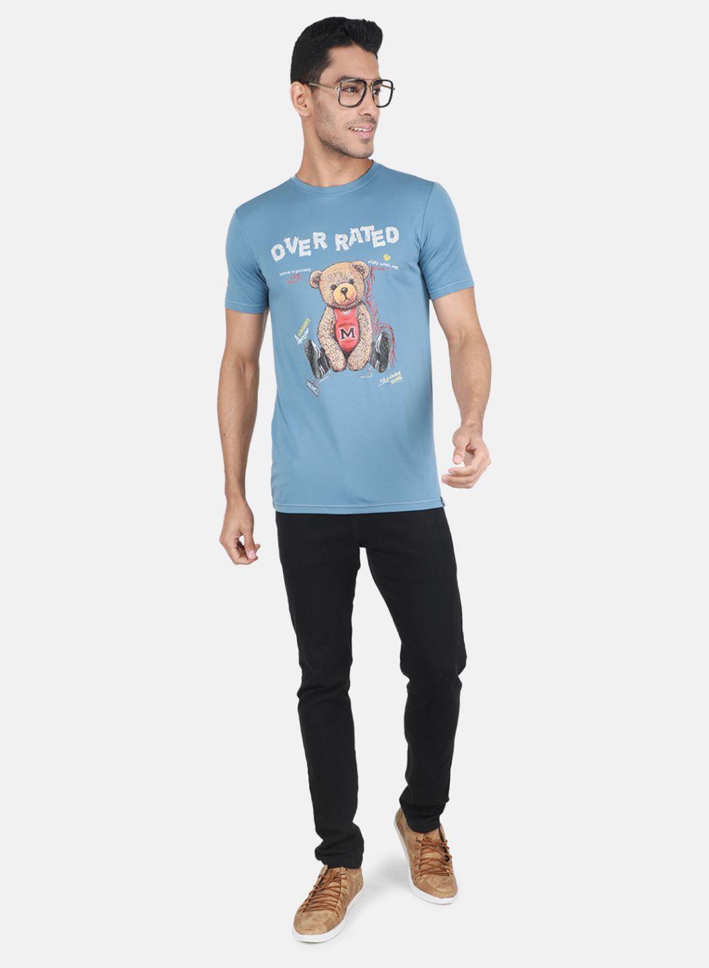 Men Blue Printed T-Shirt