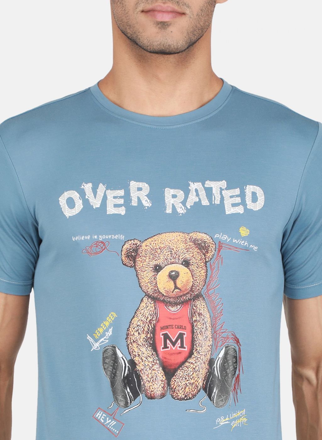 Men Blue Printed T-Shirt