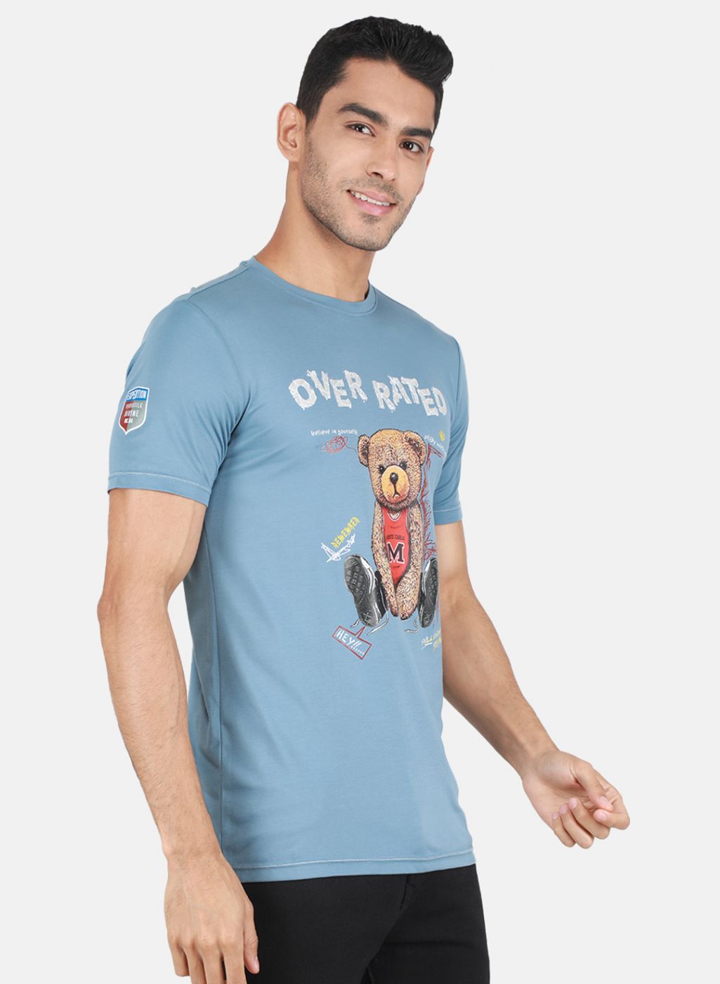 Men Blue Printed T-Shirt
