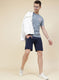 Men NAvy Blue Printed Bermuda