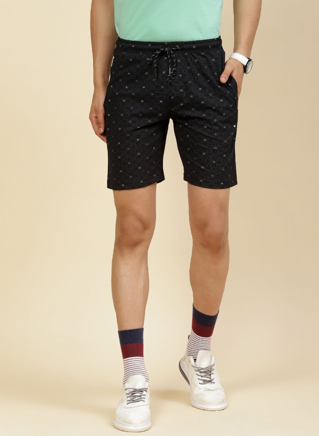 Men Black Printed Bermuda