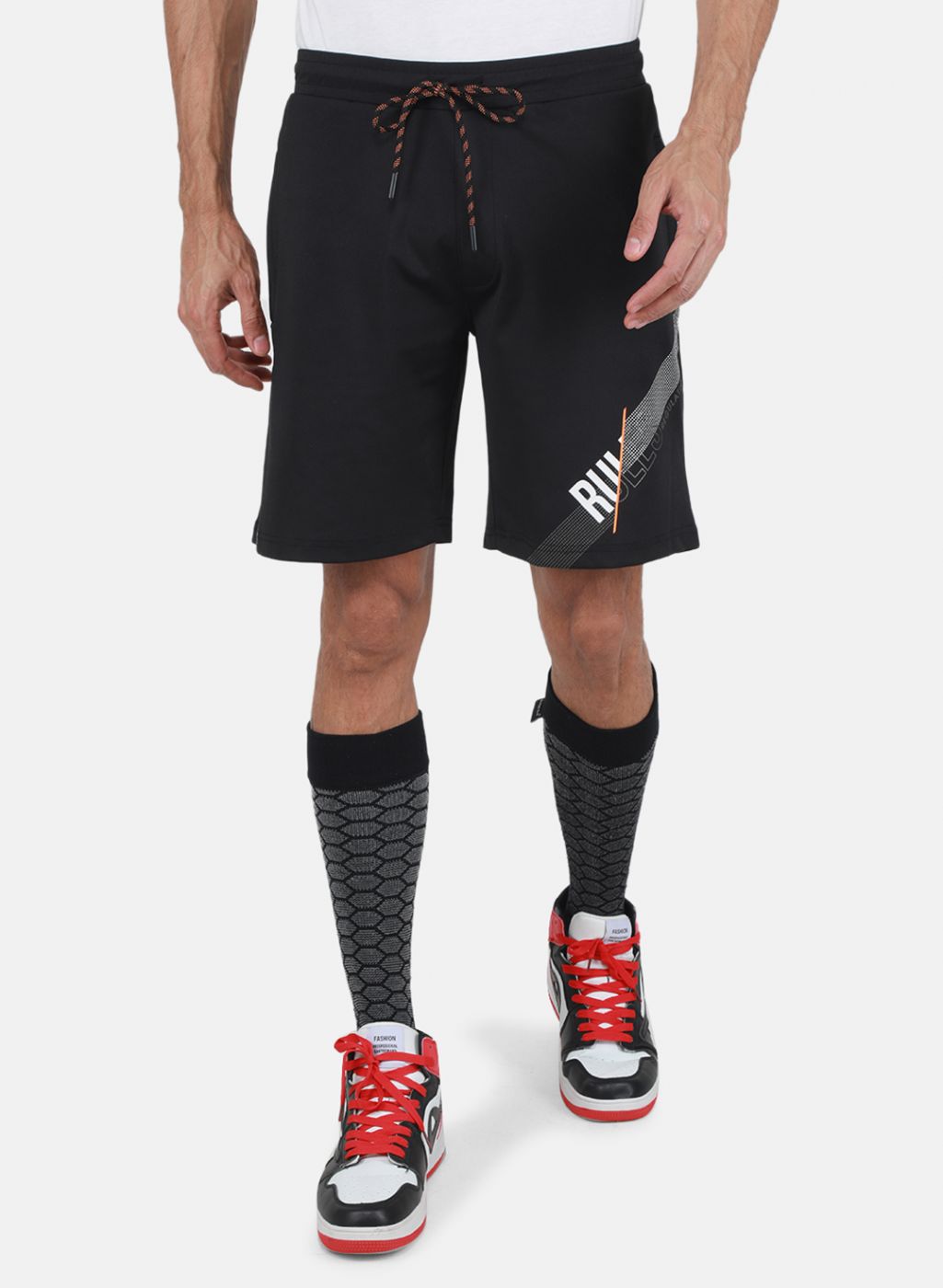 Men Black Solid Bermuda