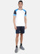 Men White & NAvy Blue Solid Bermuda Set