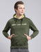 Men Green Solid Hooded Full Sleeve Sweatshirt