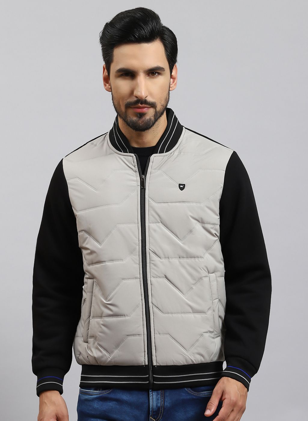 Men Black Solid Cotton Blend Jacket