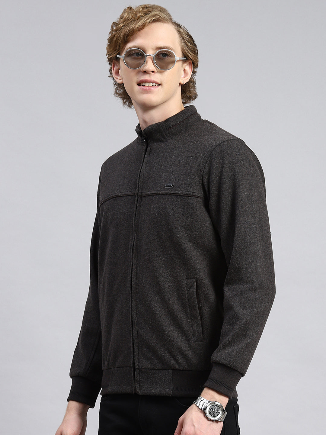Men Grey Plain Jacket