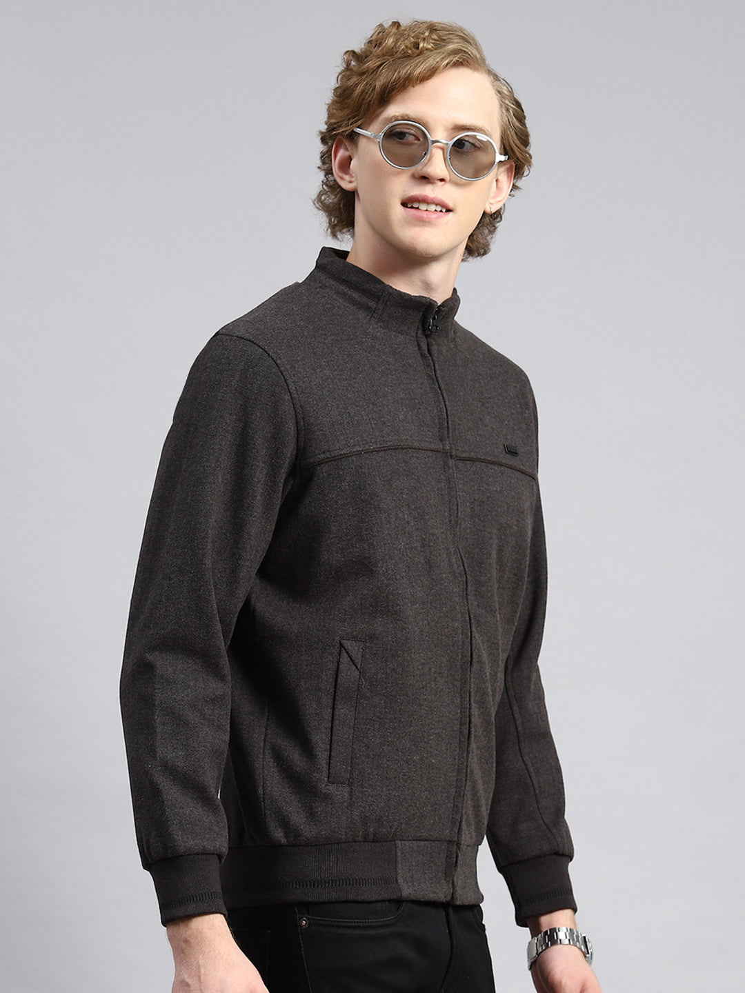 Men Grey Plain Jacket
