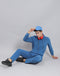 Men Blue Solid Hooded Full Sleeve Tracksuit