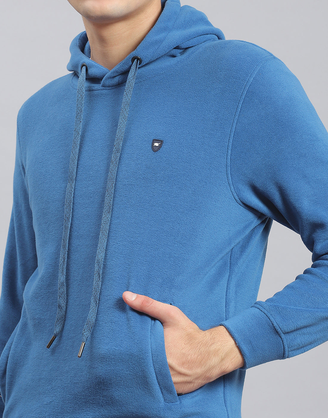 Men Blue Solid Hooded Full Sleeve Tracksuit