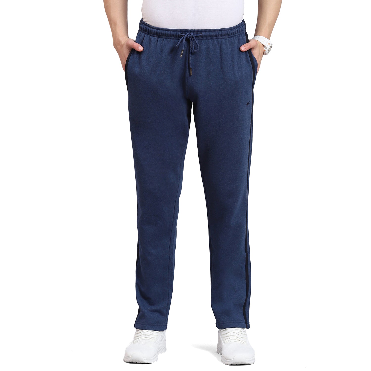 Men Navy Blue Solid Regular Fit Winter Lower