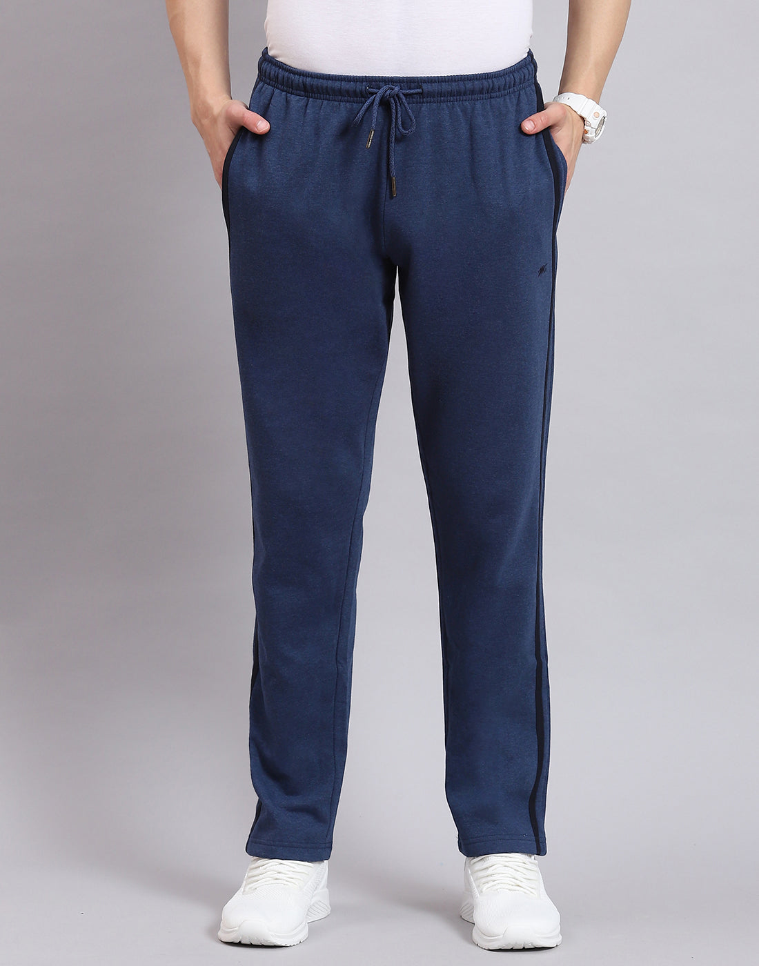 Men Navy Blue Solid Regular Fit Winter Lower