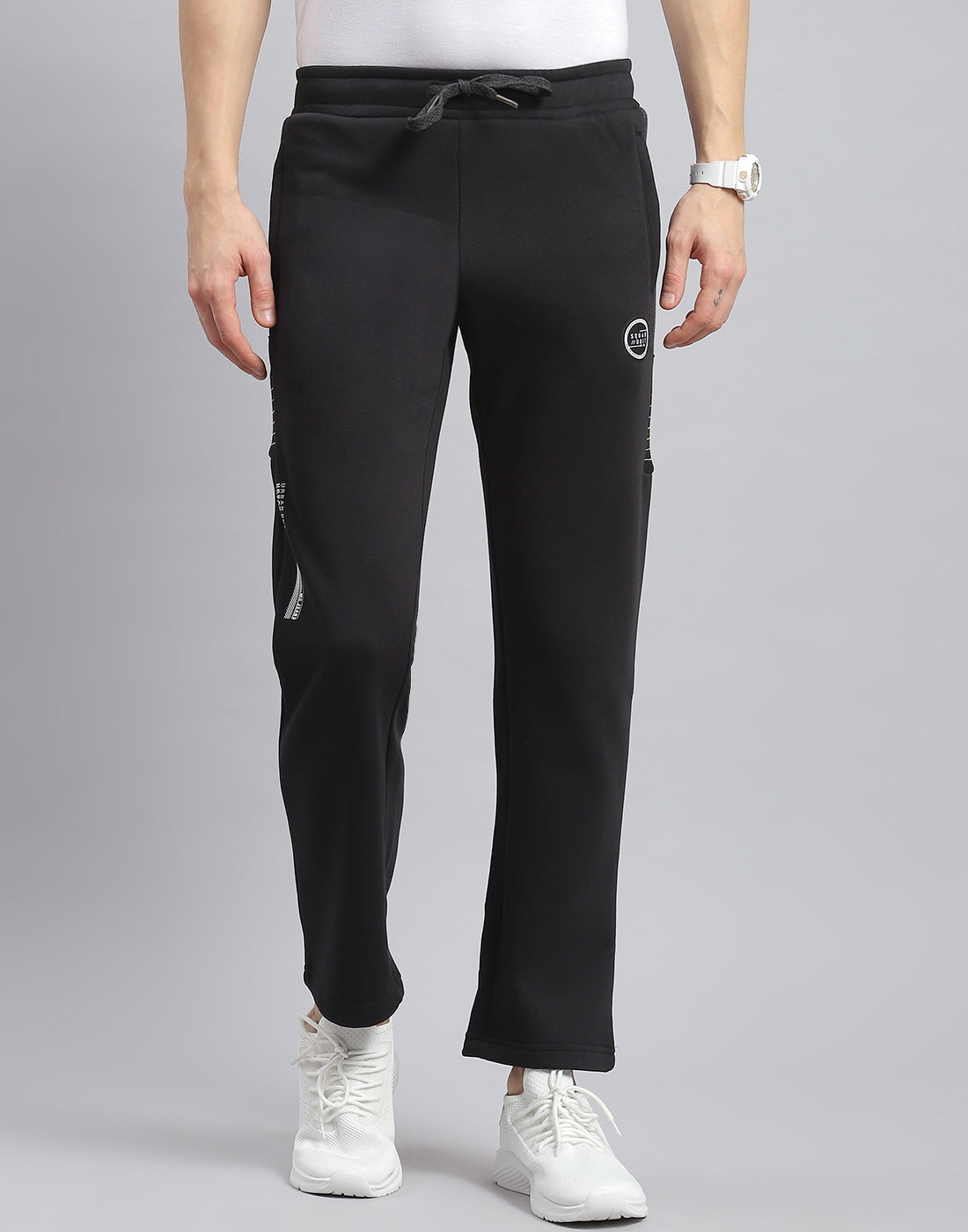Men Black Printed Regular Fit Winter Lower