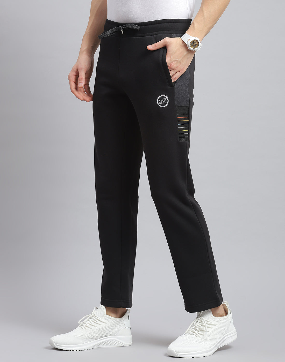 Men Black Printed Regular Fit Winter Lower