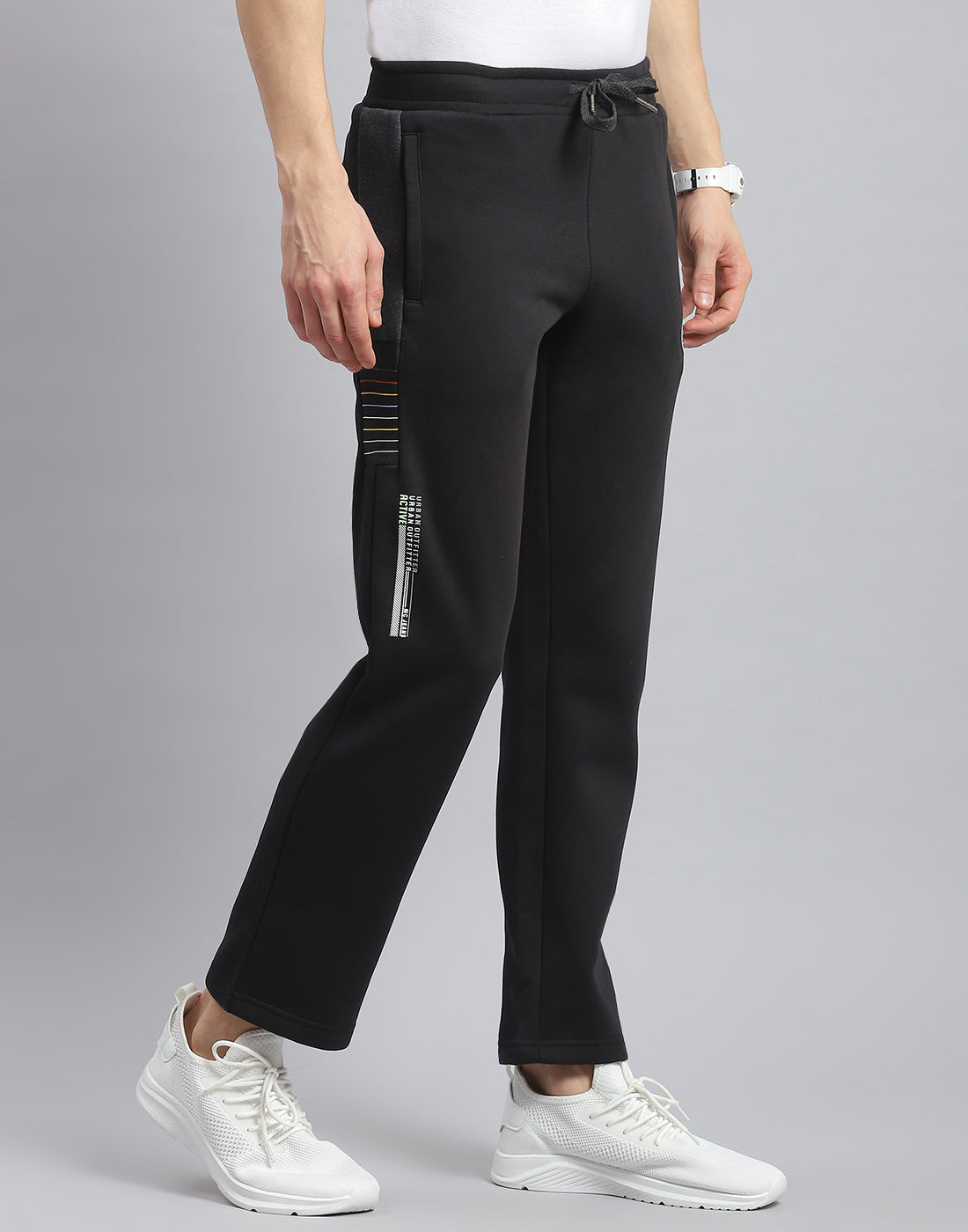 Men Black Printed Regular Fit Winter Lower