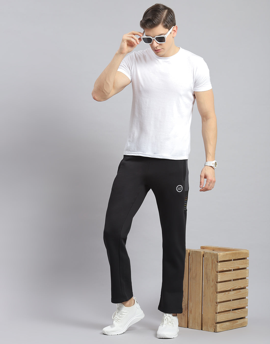 Men Black Printed Regular Fit Winter Lower