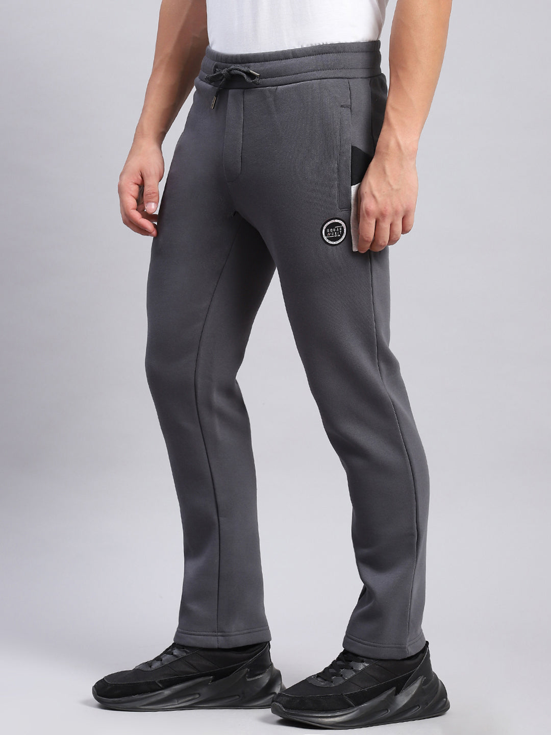 Men Grey Printed Regular Fit Winter Lowers