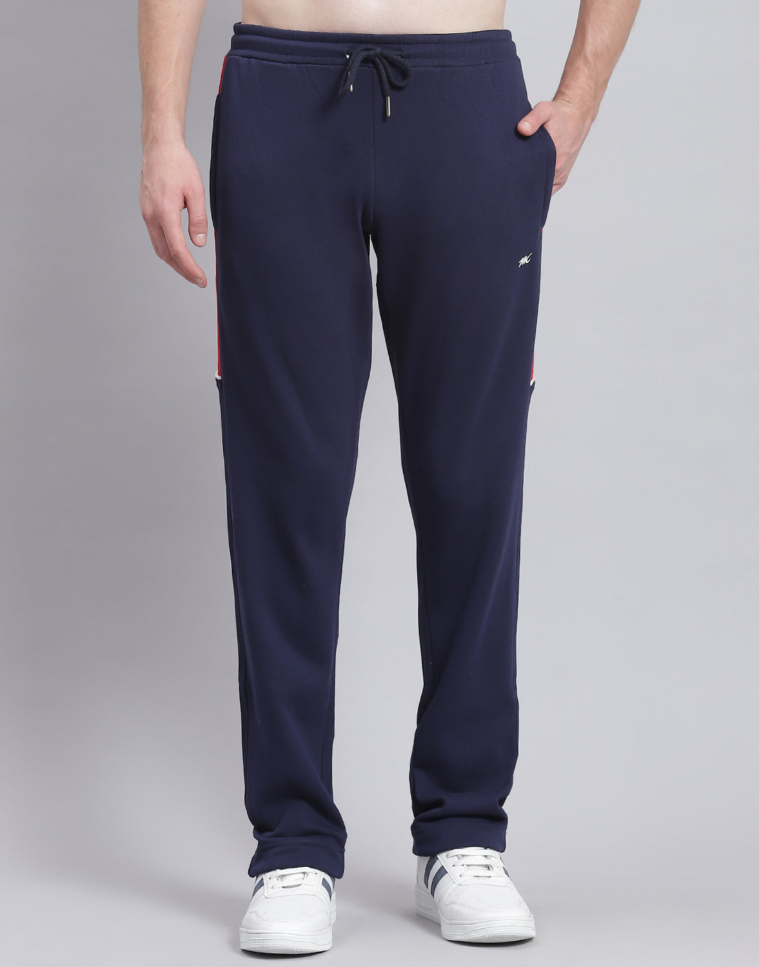 Men Red Solid Stand Collar Full Sleeve Tracksuit